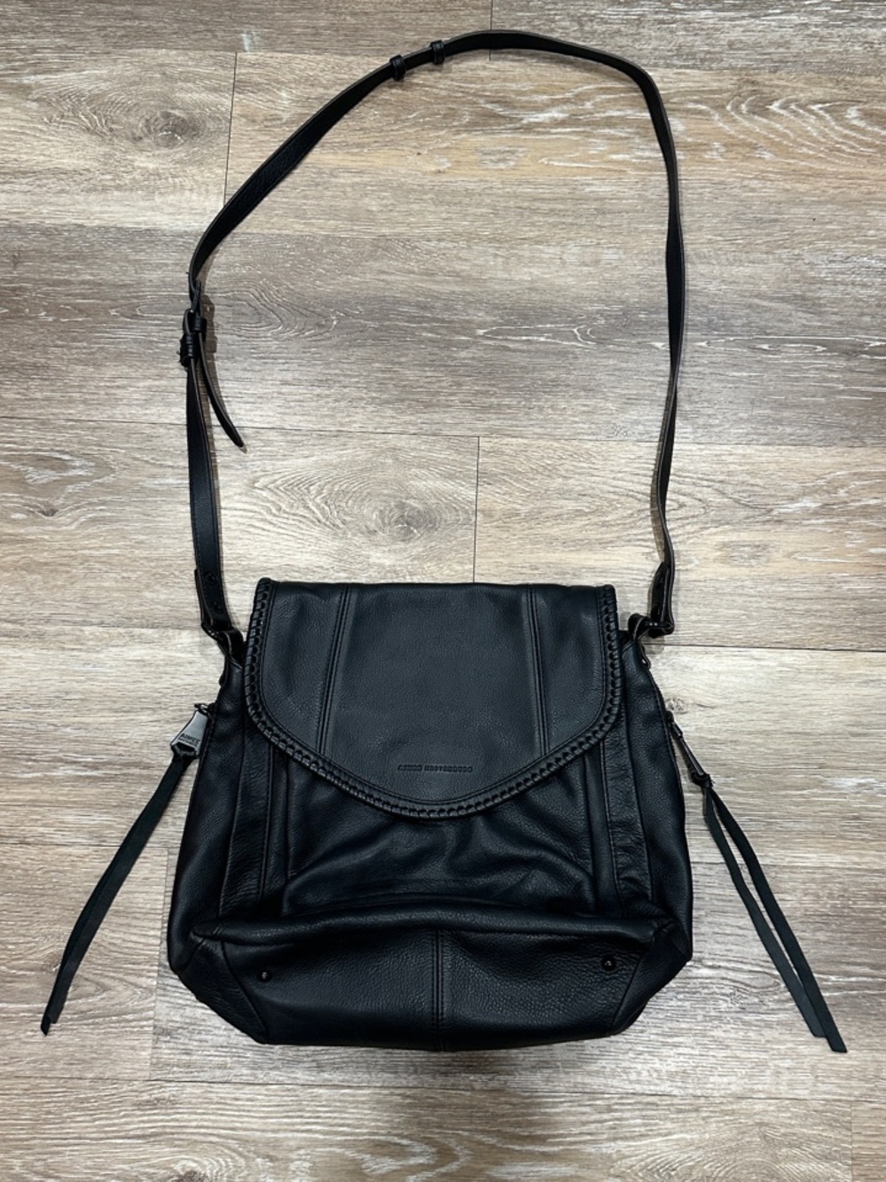 Like New! Aimee Kestenberg Black Leather Crossbody with Black Hardware